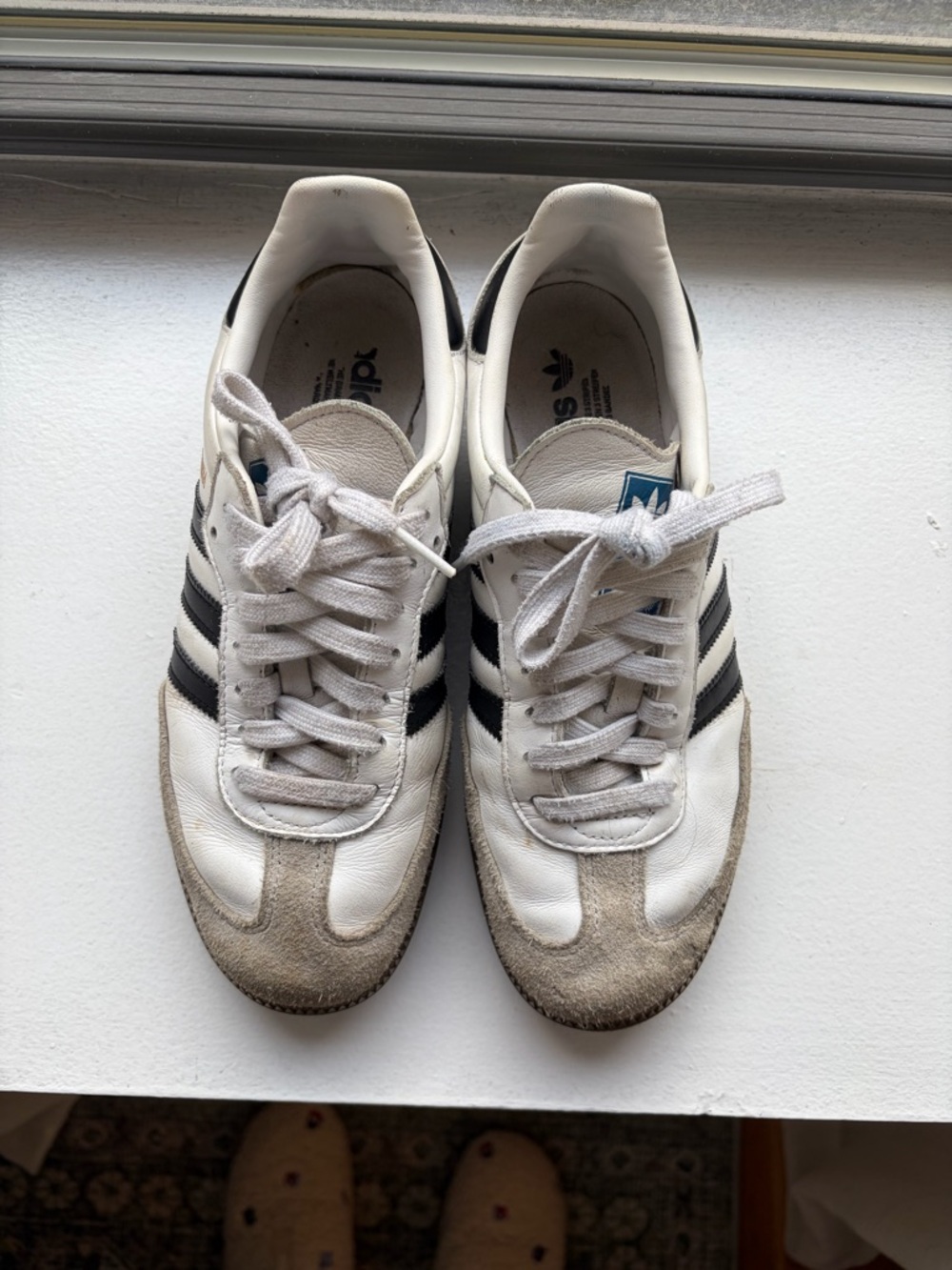 adidas White & Black Classic Leather Stripe Sneakers